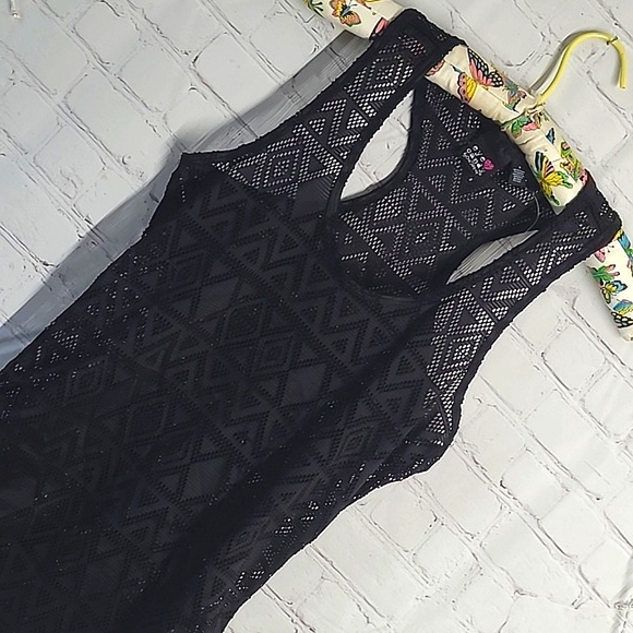 Eye Candy Sheer Fishnet Racerback Black Tank Top Womens Size Medium - Picture 7 of 15